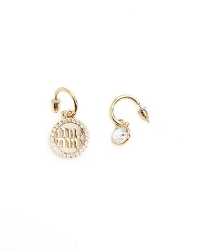 Miu Miu Logo Rhinestone Dangling Earrings In White