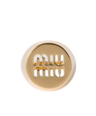 Miu Miu Logo Ring In Yellow
