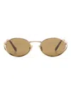 Miu Miu Logo Round-frame Sunglasses In Gold