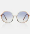 Miu Miu Logo Round Sunglasses In Brown