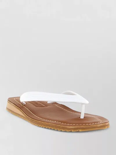 Miu Miu Logo Rubber Thong Sandals Notched Sole In Yellow