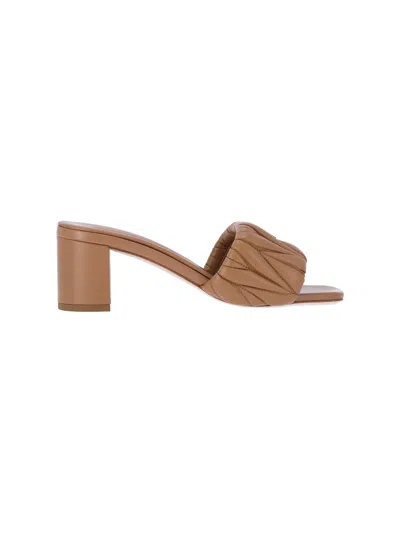 Miu Miu Logo Sandals In Brown