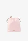Miu Miu Logo Plaque Satin Pouch Bag In Pink