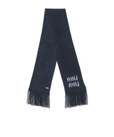 Miu Miu Logo Scarf In Black