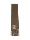 Miu Miu Wool Scarf With Logo In Brown