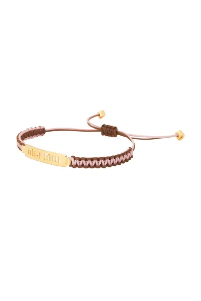 Miu Miu Logo Scooby Bracelet In Brown