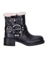 Miu Miu Women Shearling Biker Boots In Black
