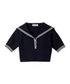 Miu Miu Logo Short-sleeved Sweater In Black