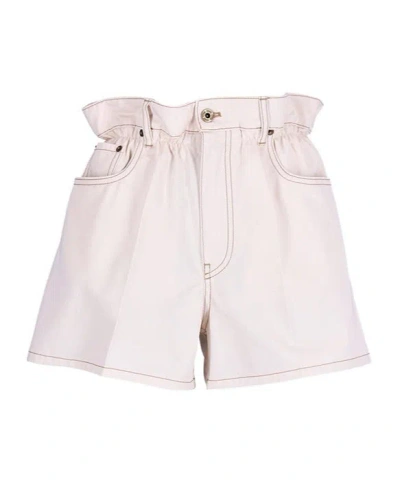Miu Miu Logo Shorts In White