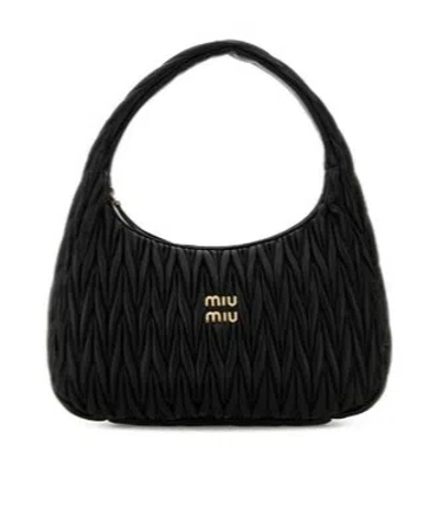 Miu Miu Black Nappa Leather Wander Shoulder Bag In Nero
