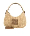 Miu Miu Wander Wicker Handbag In Nude