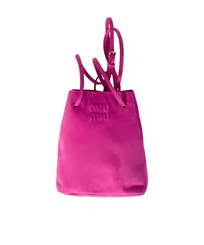 Miu Miu Logo Shoulder Bag In Pink