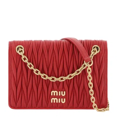 Miu Miu Logo Shoulder Bag In Red