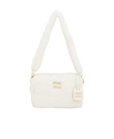 Miu Miu Logo Shoulder Bag In White