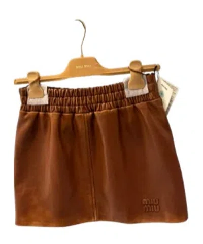 Miu Miu Logo Skirt In Sabbiabrandy