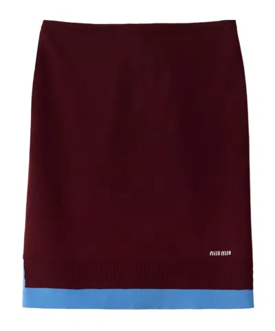 Miu Miu Logo Skirt In Brown