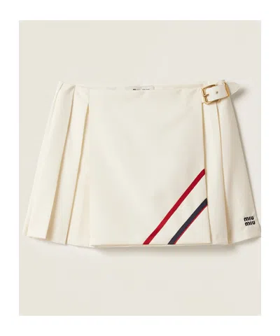 MIU MIU PLEATED MOHAIR FABRIC MINI-SKIRT