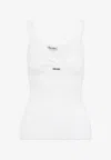 Miu Miu Womens Bianco Ribbed Shoulder-straps Cotton Top In White