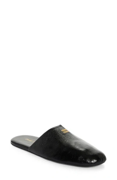 Miu Miu Logo Slipper Mule In Black