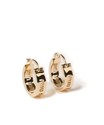 Miu Miu Logo Small Loop Earrings In Yellow