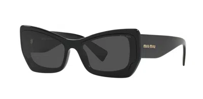 Pre-owned Miu Miu Logo Smu 07x Black/grey (03i-5s0) Sunglasses In Gray