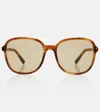 Miu Miu Logo Square Sunglasses In Brown