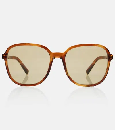 Miu Miu Logo Square Sunglasses In Brown