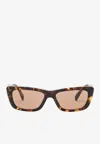 Miu Miu Rectangular Sunglasses Tortoiseshell Frame Modern Design In Brown