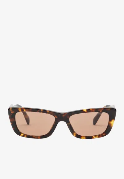 Miu Miu Rectangular Sunglasses Tortoiseshell Frame Modern Design In Brown