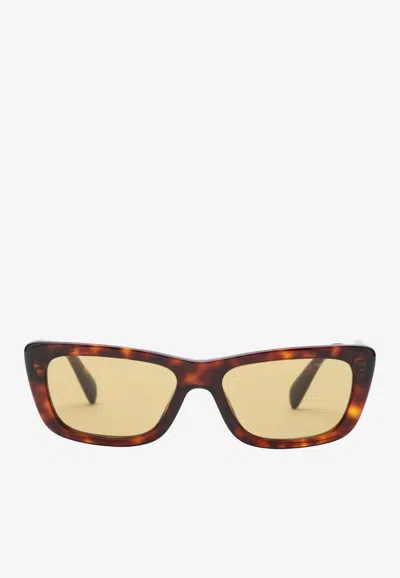 Miu Miu Womens Brown Mu B12s Rectangular-frame Acetate Sunglasses