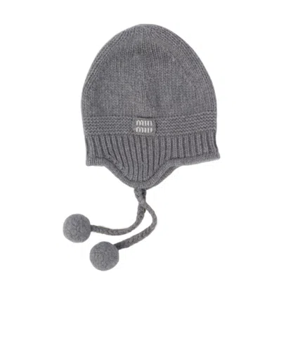 MIU MIU MIU MIU LOGO-PATCH BEANIE