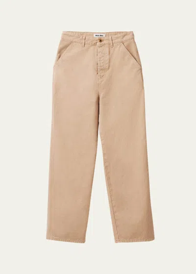 Miu Miu Logo Straight Leg Pants In F0627 Albino