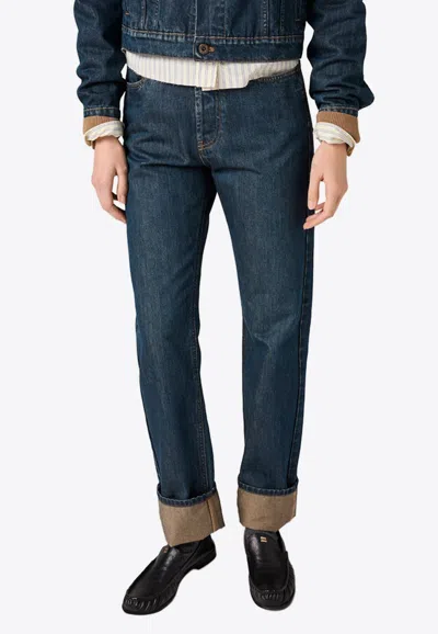 Miu Miu Logo Straight-leg Jeans In Blue