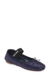 Miu Miu Logo Strap Ballet Flat In Baltico