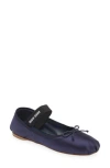 Miu Miu Logo Strap Ballet Flat In Blue