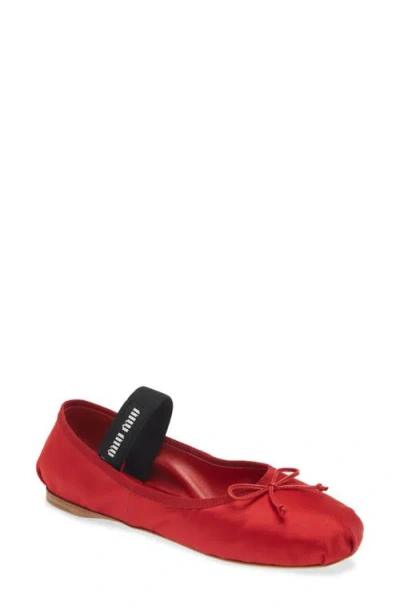 MIU MIU MIU MIU LOGO STRAP BALLET FLAT
