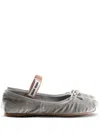 Miu Miu Round Head Ballet Shoes In Grey