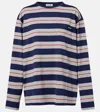 Miu Miu Logo Striped Cotton Jersey Top