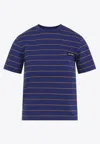 Miu Miu Logo Striped Short-sleeved T-shirt In Blue
