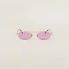 Miu Miu 0mu 54zs Vintage Oval Gold Metal Sunglasses In Amaranth Lenses