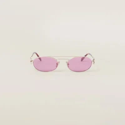 Miu Miu Logo Sunglasses In Amaranth Lenses