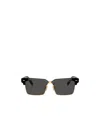 Miu Miu Logo Mixed-media Square Sunglasses In Black