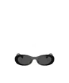 Miu Miu Logo-lettering Oval-frame Sunglasses In Black