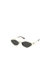 Miu Miu Pale Gold Metal Sunglasses In Black