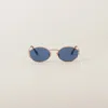 Miu Miu Womens Pink Mu 52ys Round-frame Branded-arm Metal Sunglasses In Blue Lenses