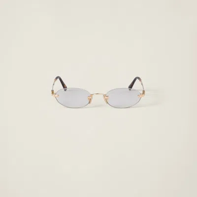 Miu Miu Logo Sunglasses In Blue Lenses