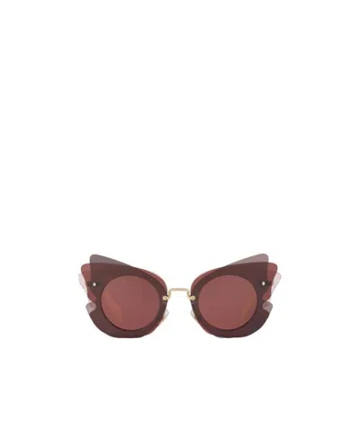 Miu Miu Logo Sunglasses In Brown
