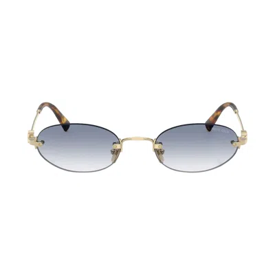Pre-owned Miu Miu Logo Sunglasses 'indigo' | Tan | Women's Size Onesize In Brown