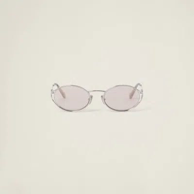 Miu Miu Logo Sunglasses In Light Gold Lenses