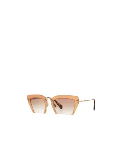 Miu Miu Logo Sunglasses In Nude